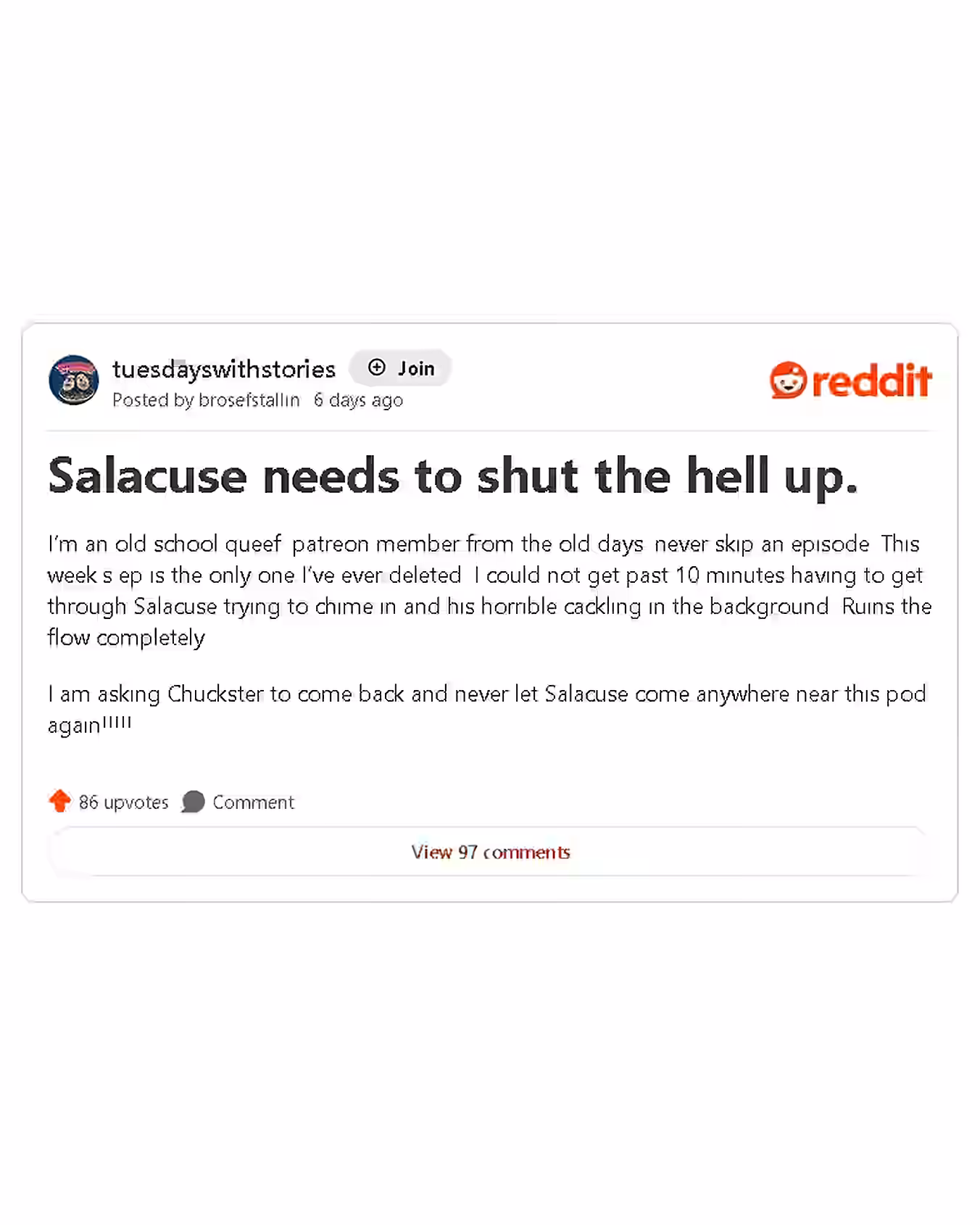 Second Best Reddit Post