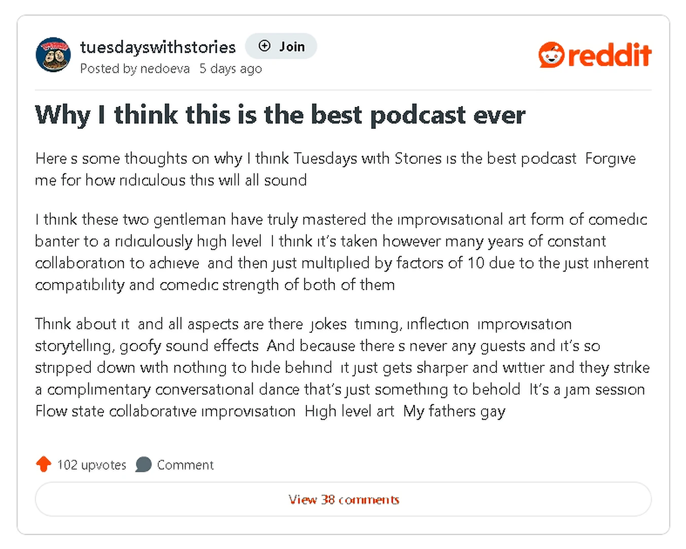Second Best Reddit Post