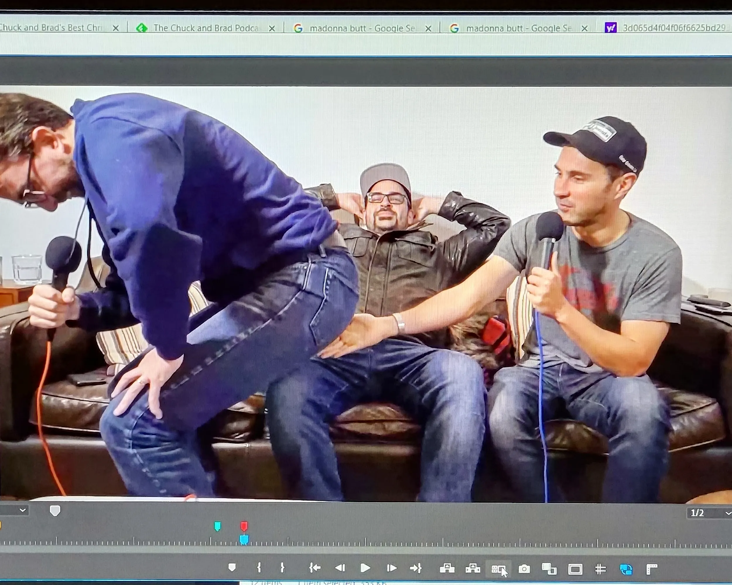 Comedian Joe List farting on comedian Mark Normand on Tuesdays with Stories, with Chuck Staton enjoying in the background. Find Mark Normand Tour Dates and Joe List Tour Dates at www.tuesdayspod.com/find-a-show