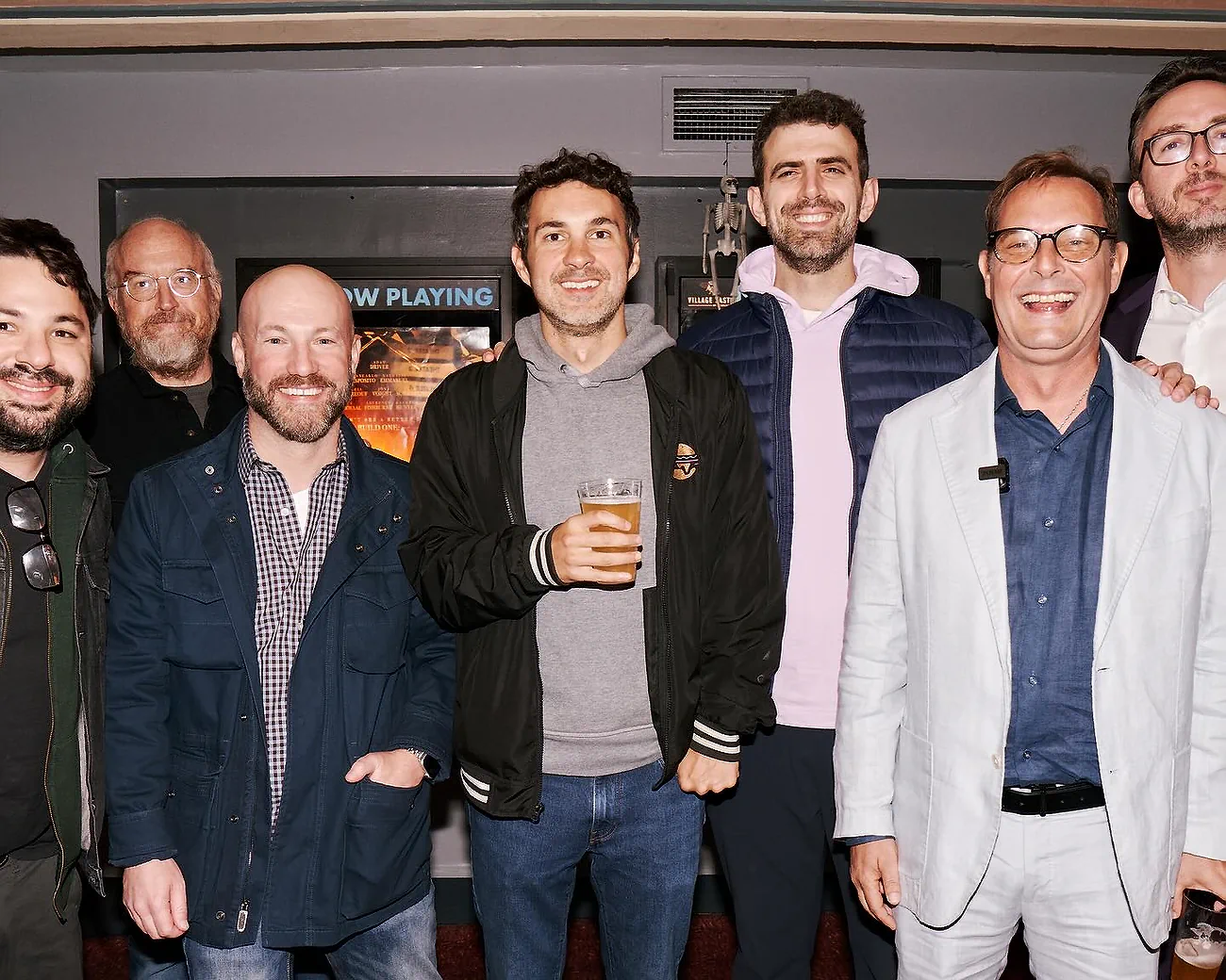 Comedians Louis C.K., Sam Morril, Tom Dustin, and Raanan Hershberg with comedians Mark Normand and Joe List of Tuesdays with Stories. Find more Tuesdays with Stories photos at www.tuesdayspod.com/photos