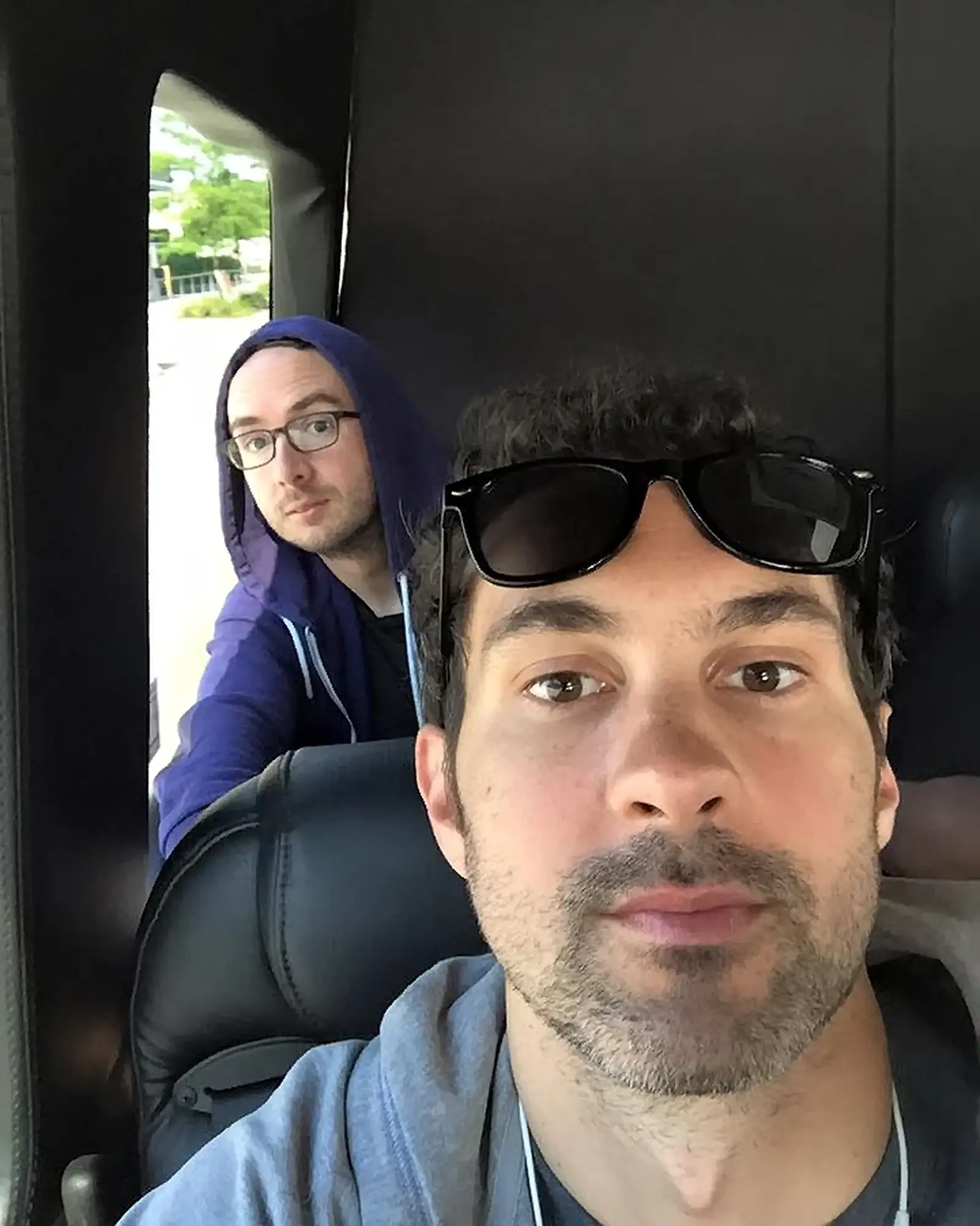 Comedians Mark Normand and Joe List of Tuesdays with Stories on Tour Bus. Find Mark Normand Tour Dates and Joe List Tour Dates at www.tuesdayspod.com/find-a-show