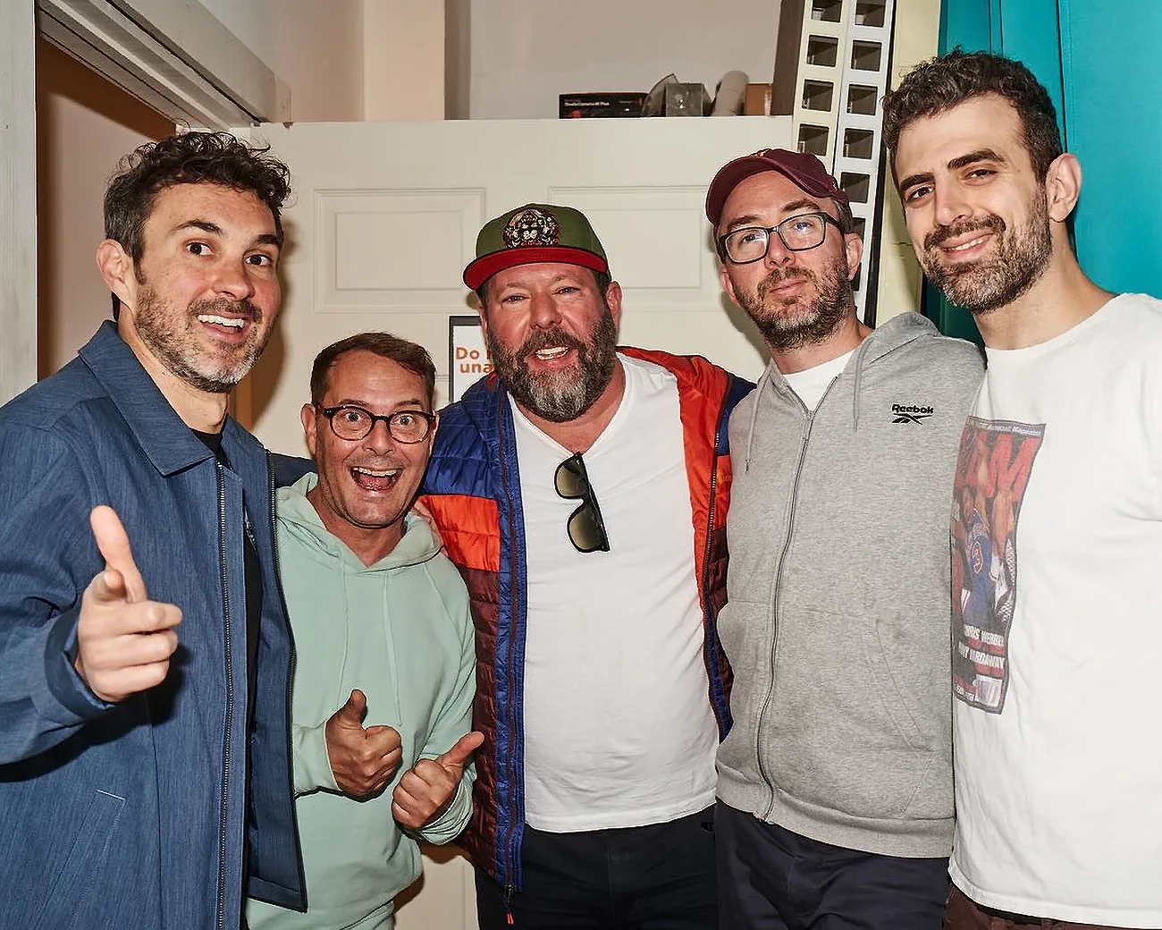 Comedians Sam Morril, Bert Kreischer, and Tom Dustin with comedians Mark Normand and Joe List of Tuesdays with Stories. Find more Tuesdays with Stories photos at www.tuesdayspod.com/photos